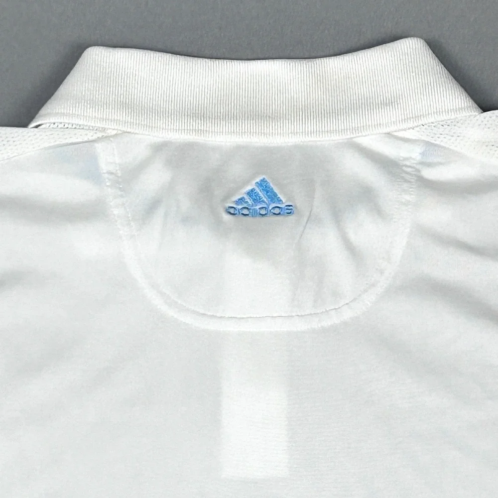 Adidas ClimaCool Golf Polo Shirt Mens Large Performance Tech White Blue‎ Stripe